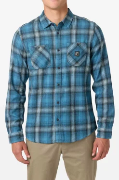Shirts & Flannels^O'Neill O'Riginals Clashed Flannel Standard Fit Long Sleeve Shirt - | aegean blue