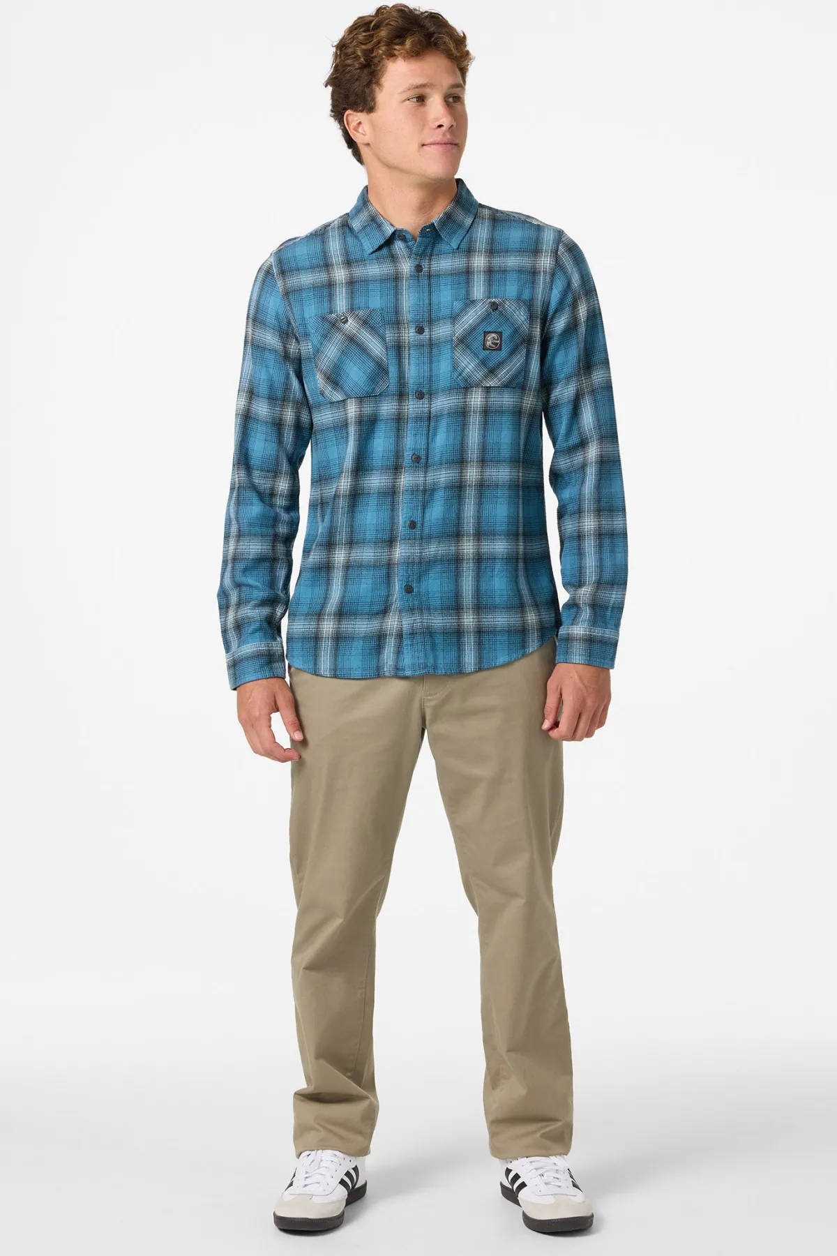 Shirts & Flannels^O'Neill O'Riginals Clashed Flannel Standard Fit Long Sleeve Shirt - | aegean blue