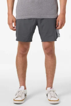 Shorts^O'Neill Perform Light Tech Panel Lined Elastic Waist 17" Hybrid Shorts - | graphite