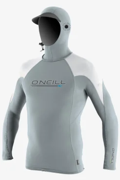 Uv Sun Protection & Rash Guards^O'Neill Premium O'zone Long Sleeve Rashguard W/hood - | coolgry/wht/wht