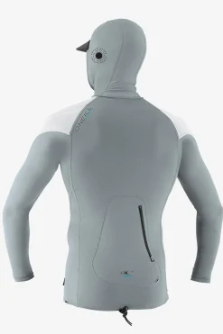 Uv Sun Protection & Rash Guards^O'Neill Premium O'zone Long Sleeve Rashguard W/hood - | coolgry/wht/wht