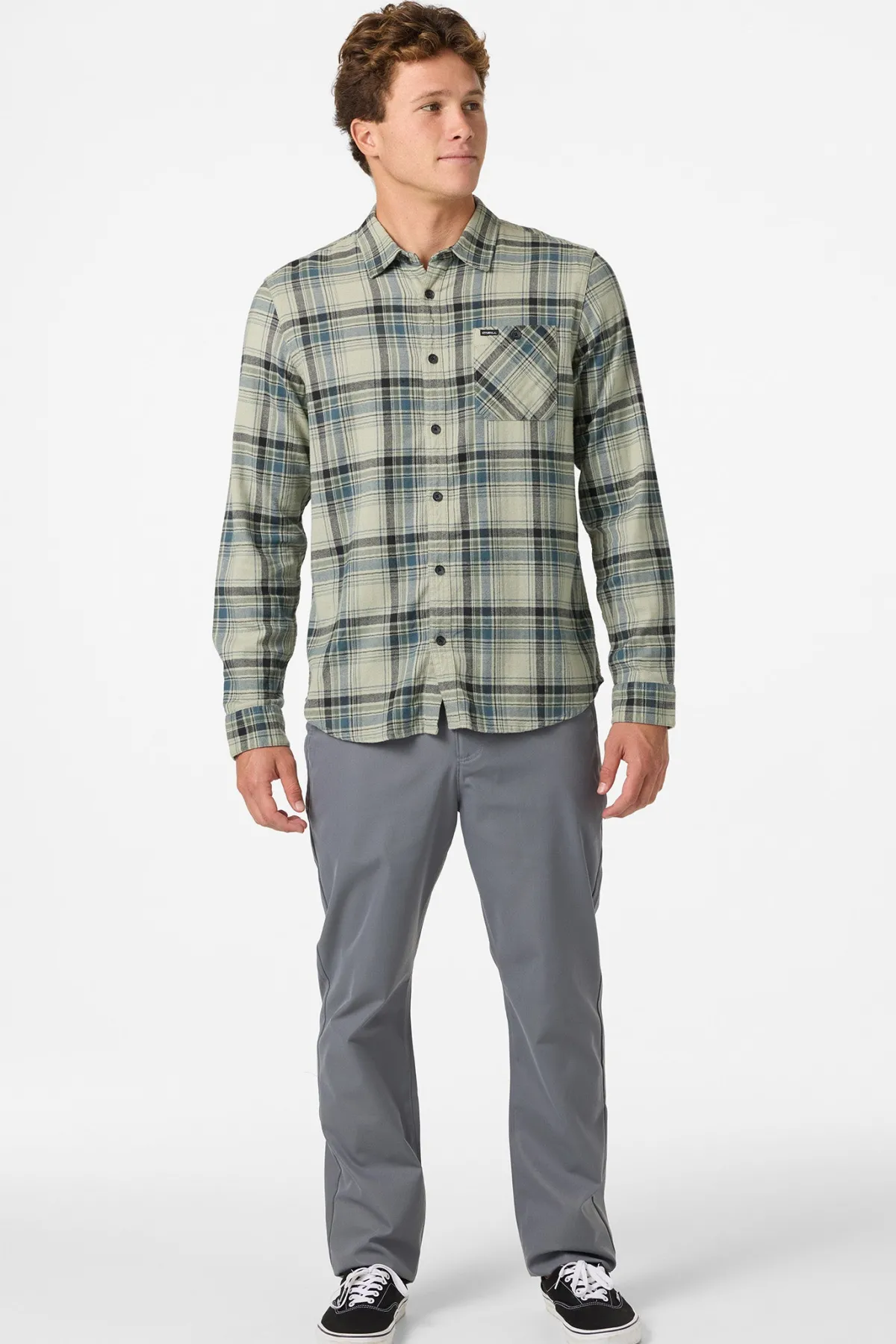 Shirts & Flannels^O'Neill Redmond Plaid Flannel Standard Fit Long Sleeve Shirt - | sage