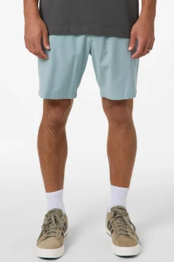 Shorts^O'Neill Reserve Light Check Elastic Waist 18" Hybrid Shorts stone blue