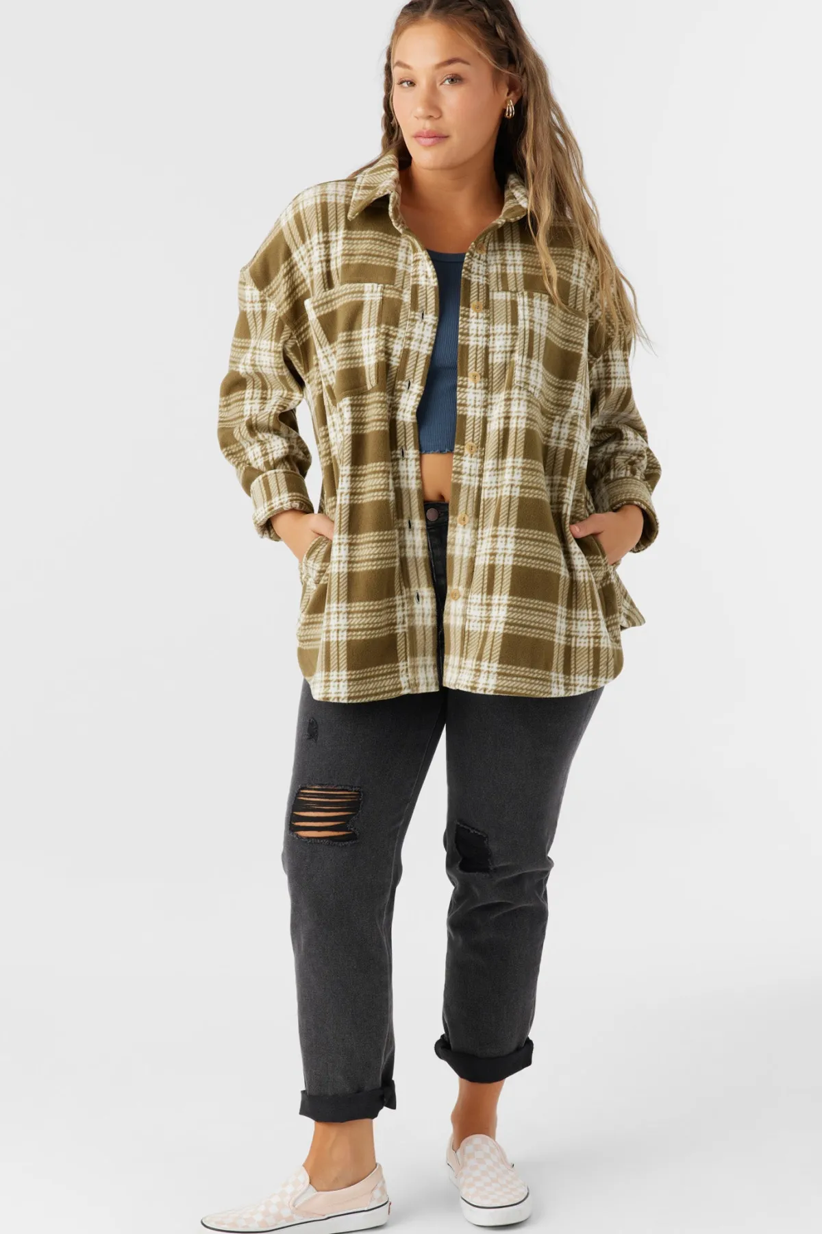Sweaters, Hoodies & Fleece^O'Neill Rune Superfleece Oversized Fit Shacket military olive
