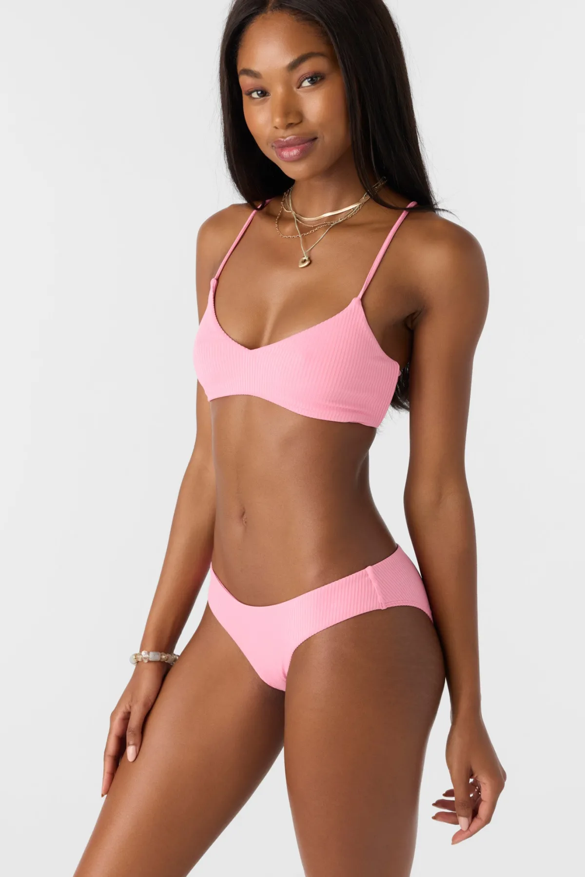Bikini Bottoms^O'Neill Saltwater Solids Rib Blue Lagoon Full Bottoms - | sachet pink