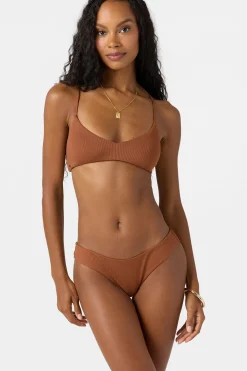 Bikini Tops^O'Neill Saltwater Solids Rib Huntington Bralette Top - | rustic brown