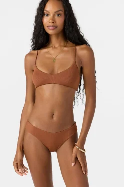 Bikini Tops^O'Neill Saltwater Solids Rib Huntington Bralette Top - | rustic brown