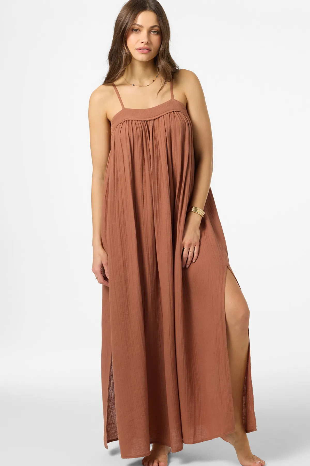 New Arrivals|Saltwater Solids Swim^O'Neill Saltwater Solids Sai Maxi Cover-Up Dress - | carob brown