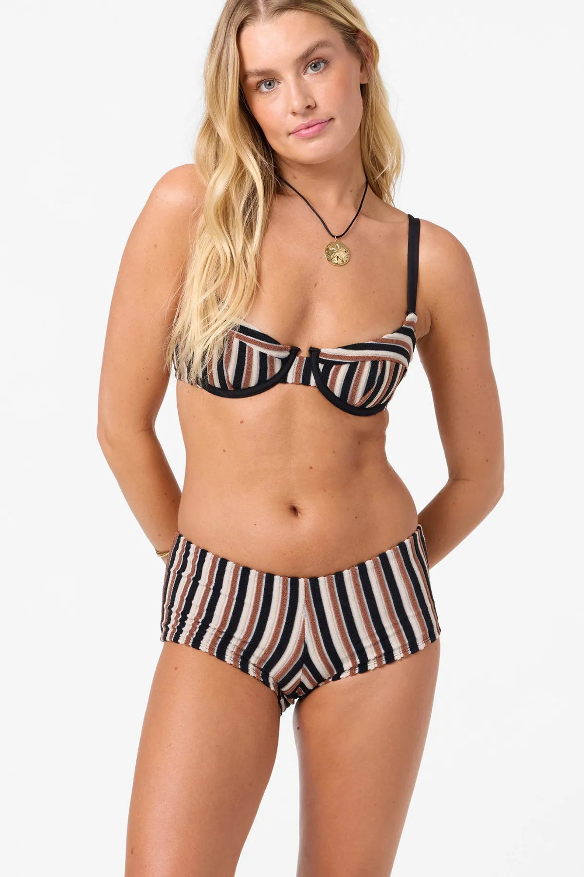 Swim New Arrivals|New Arrivals^O'Neill Sand Dollar Stripe Seashell Bra Top black