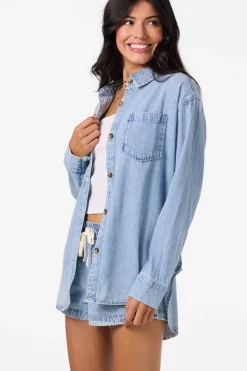 Jackets^O'Neill Sevie Shacket Denim Jacket - Drifter |