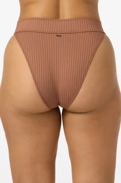 Bikini Bottoms^O'Neill Shorebreak Rib Santa Barbara High Rise Cheeky Bottoms - | carob brown