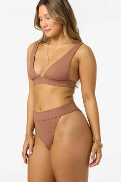 Bikini Bottoms^O'Neill Shorebreak Rib Santa Barbara High Rise Cheeky Bottoms - | carob brown