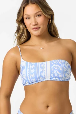 Swim New Arrivals^O'Neill Surf Abstract Seal Beach One Shoulder Bandeau Top azurine