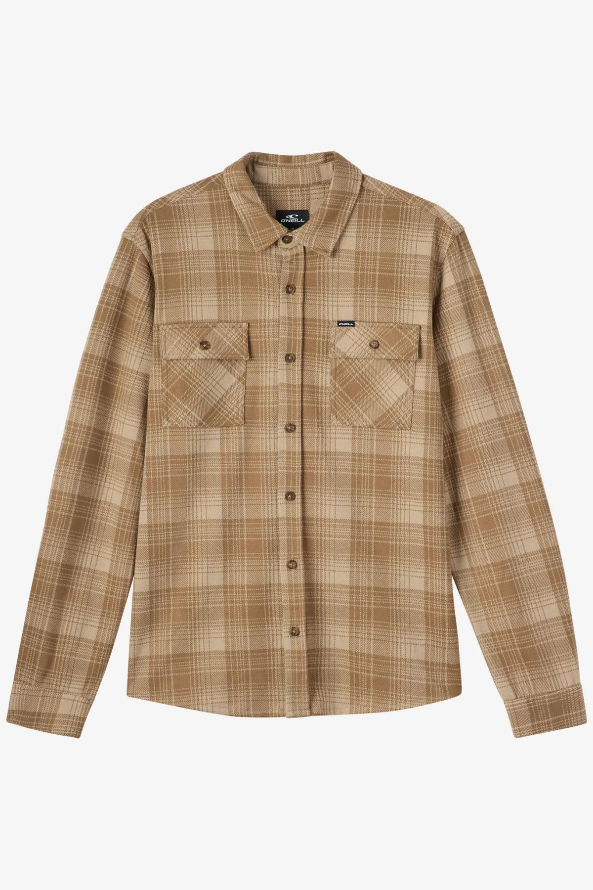 Shirts & Flannels^O'Neill Sutton Knit Plaid Standard Fit Long Sleeve Shirt - | dark khaki