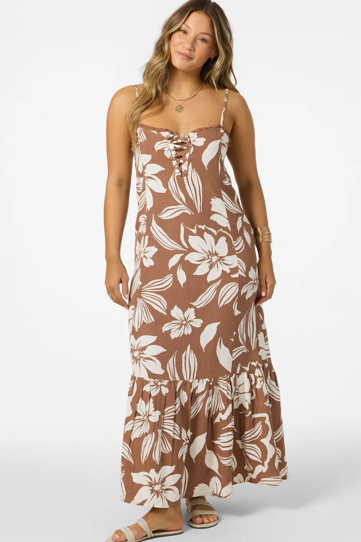 New Arrivals|Dresses^O'Neill Tasmin Floral Midi Dress carob brown