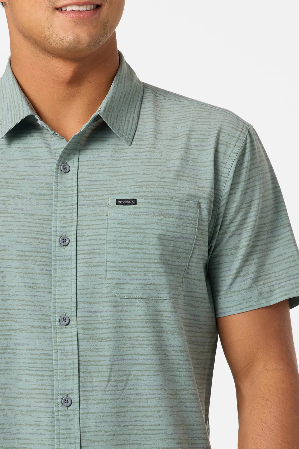 New Arrivals^O'Neill TRVLR UPF Traverse Stripe Standard Fit Shirt sage