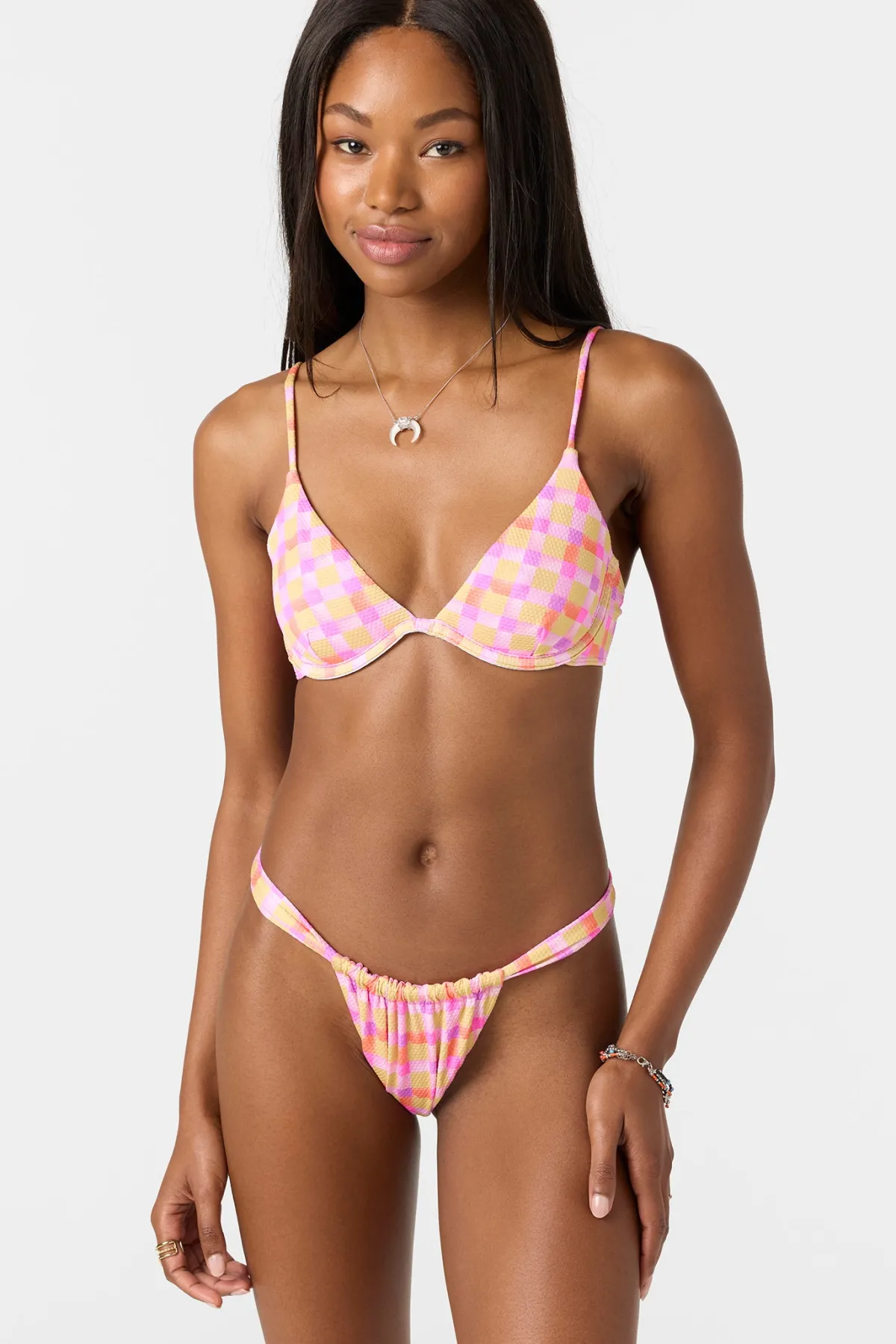 Bikini Tops^O'Neill Windsor Plaid Honopu Bra Top - | sachet pink